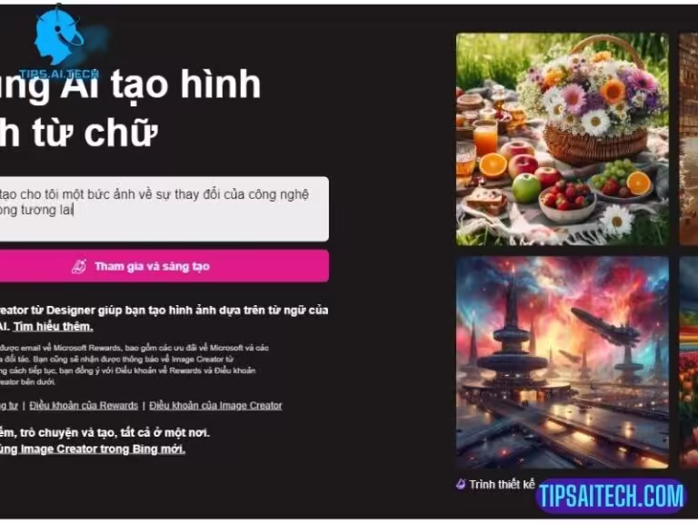 tạo hình ảnh từ văn bản với bing image AI Creator