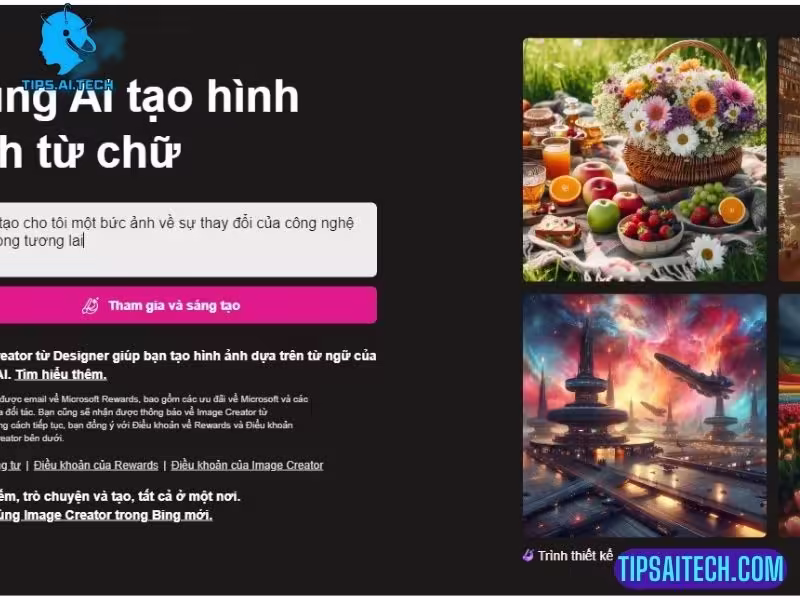 tạo hình ảnh từ văn bản với bing image AI Creator