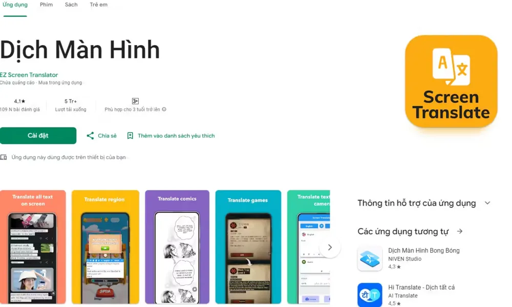 Dịch Màn Hình EZ Screen Translator chuyển app 1688 sang tiếng Việt dễ dàng