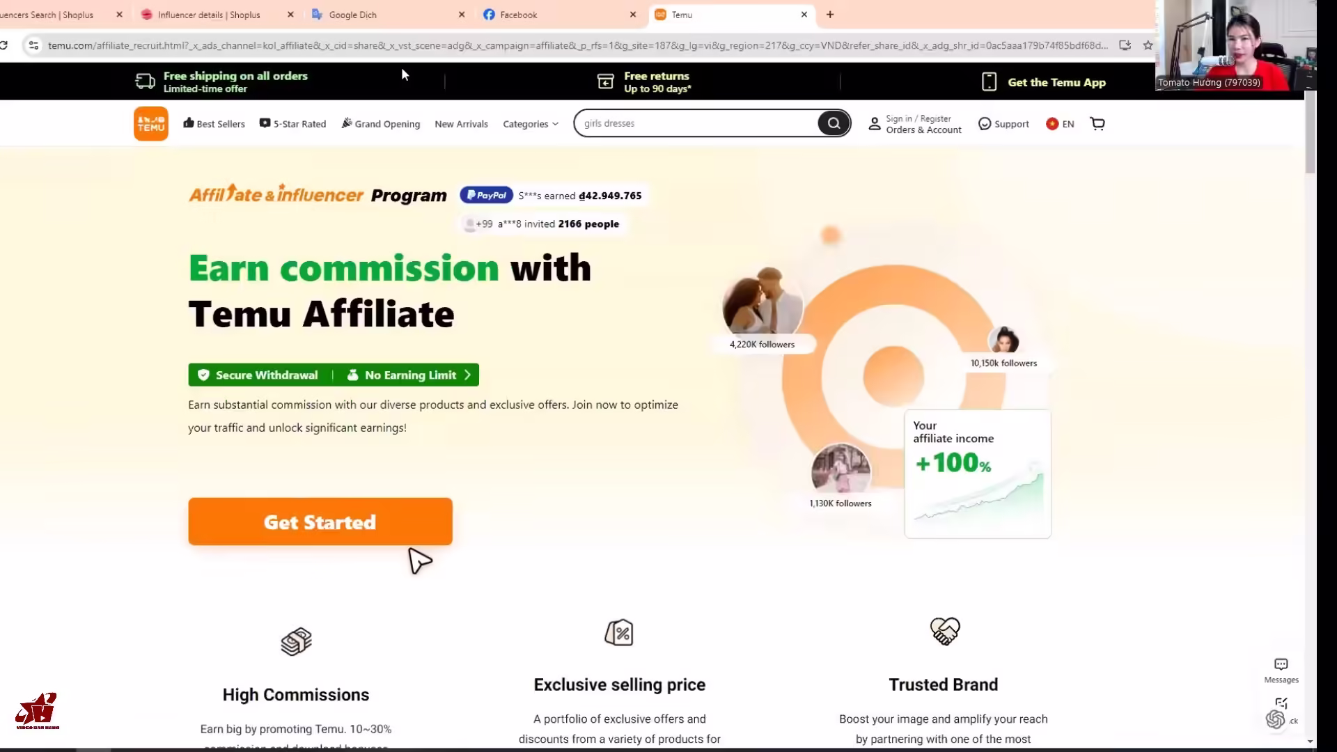 Giải thích cơ chế nhận hoa hồng Temu Affiliate