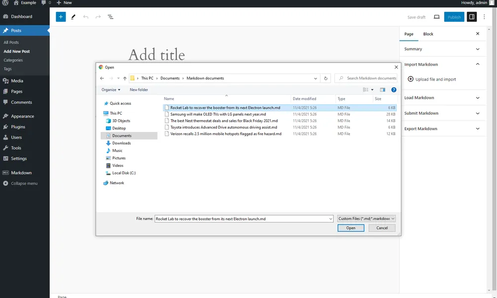 WP Markdown Uploader Đăng Bài WordPress Hàng Loạt