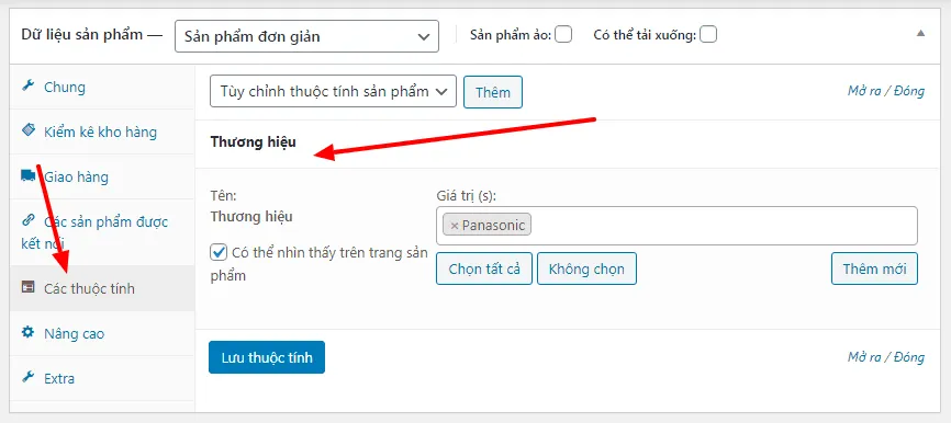 Gán thuộc tính Thương hiệu cho sản phẩm WooCommerce
