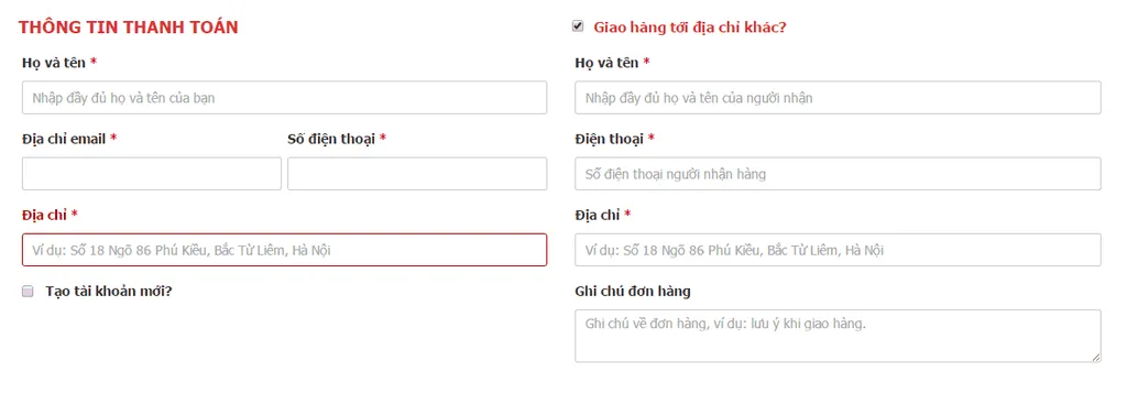Chỉnh sửa form checkout