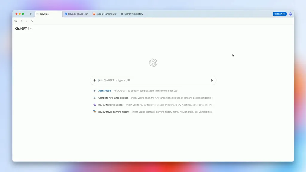 ChatGPT Atlas home screen