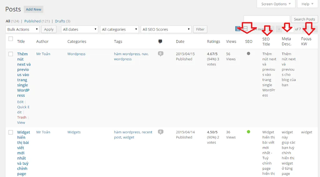 Đoạn mã PHP để xóa cột Yoast SEO