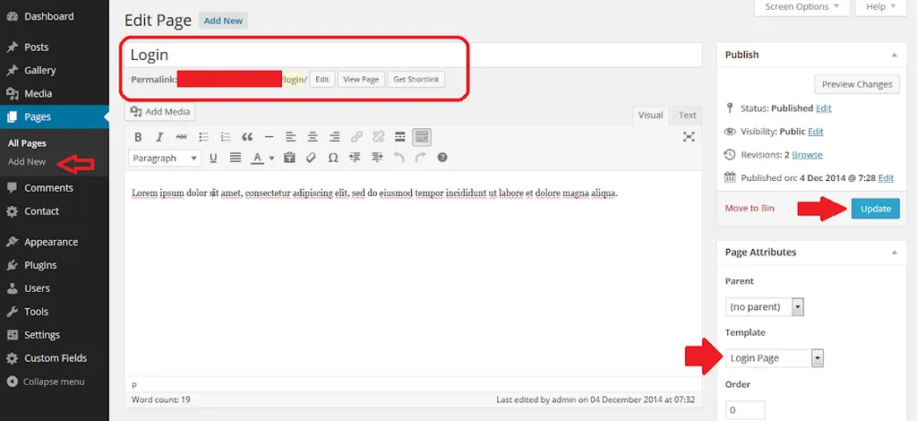 Tạo trang đăng nhập mới trong WordPress Admin