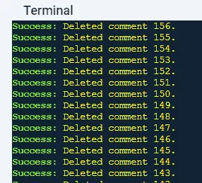 Quá trình xóa hàng nghìn comment spam diễn ra chỉ trong vài giây
