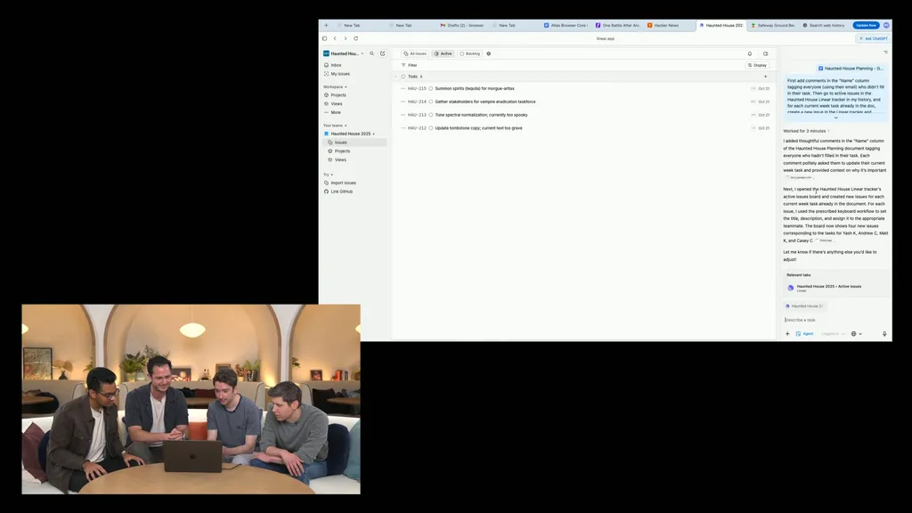 Using ChatGPT Agent in Atlas for project management