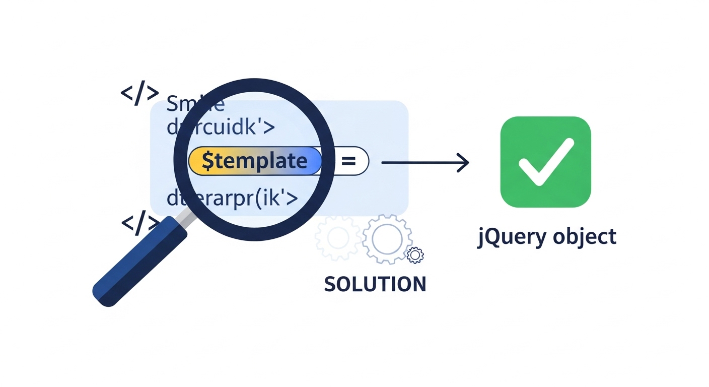 Tại sao lỗi "$template.get is not a function" xuất hiện?