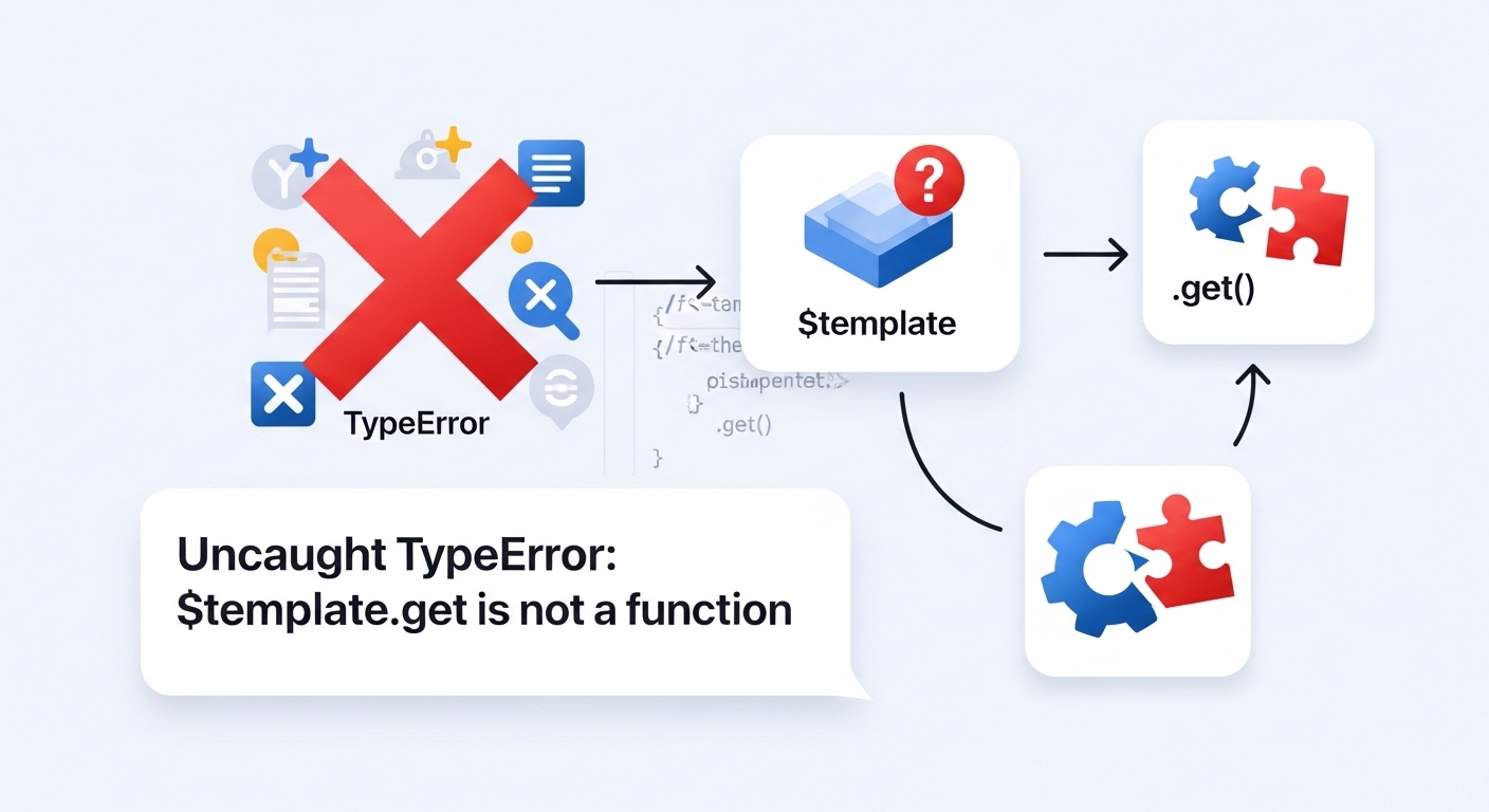 Tại sao lỗi "$template.get is not a function" xuất hiện?