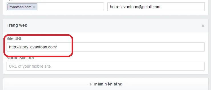 URL website cho bình luận