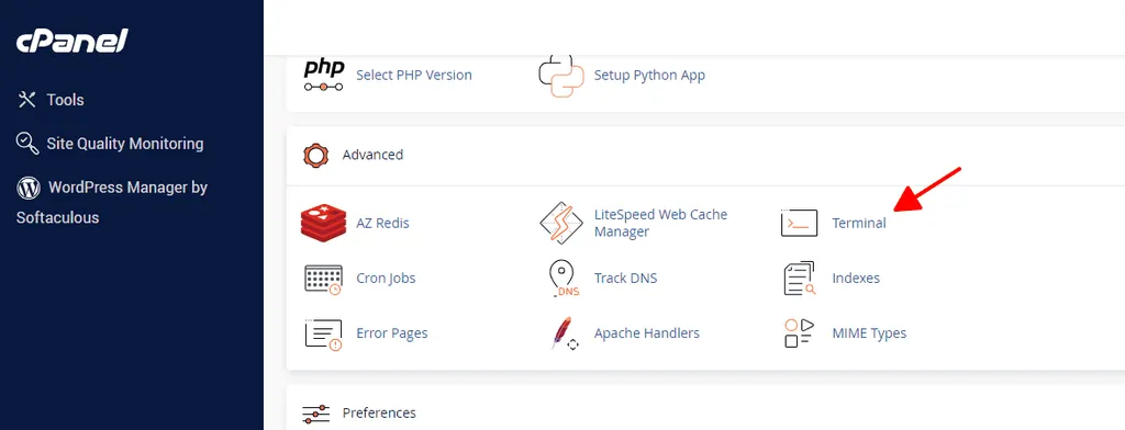 Mở Terminal trong hosting cPanel để sử dụng WP-CLI