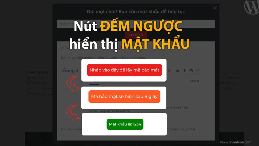 Nút đếm ngược hiển thị mật khẩu
