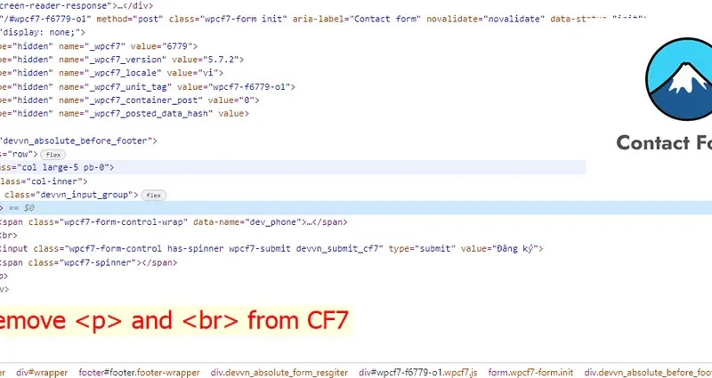 Khắc phục Lỗi Giao Diện Contact Form 7: Loại Bỏ Thẻ P và BR Tự Động