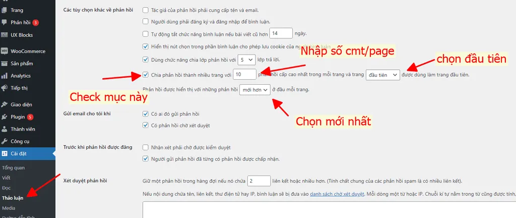 Cài đặt phân trang bình luận trong WordPress