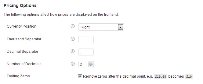 Cài đặt hiển thị tiền tệ VNĐ