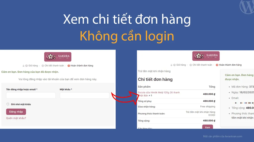 Xem chi tiết đơn hàng không cần đăng nhập