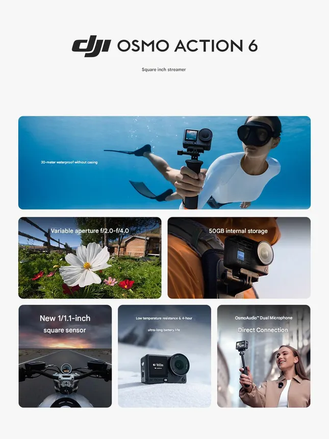 Hình ảnh minh họa DJI Osmo Action 6 (Nguồn ảnh: DJI)