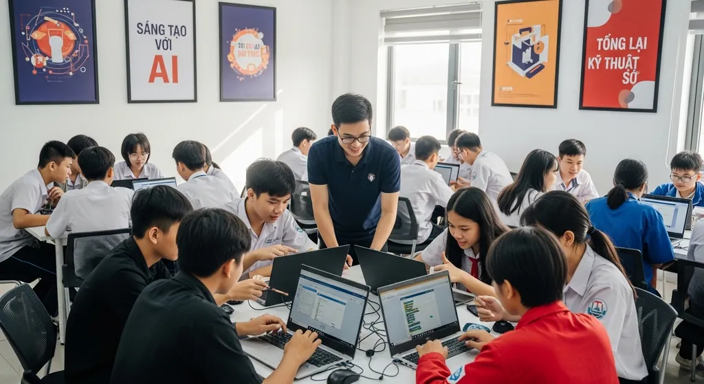 Hướng dẫn học sinh cấp 2, 3 tại Pleiku tạo game/web đơn giản bằng AI trong 1 buổi