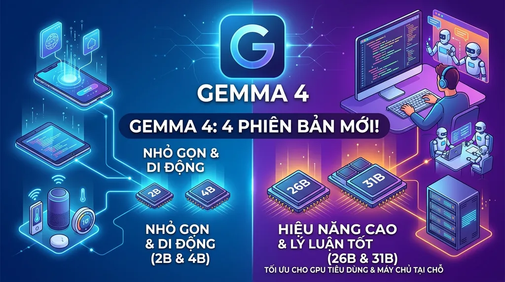 Google Ra Mắt Gemma 4: Mô Hình AI Mã Nguồn Mở Mạnh Mẽ Vượt Trội