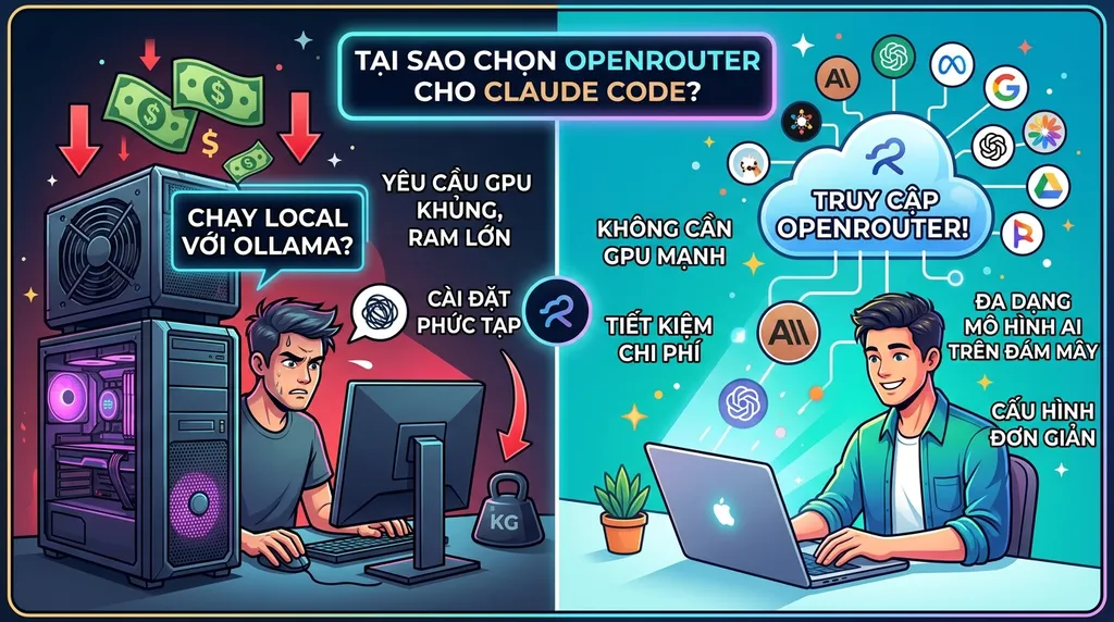 Sử dụng Claude Code Miễn Phí (hoặc Cực Rẻ) với OpenRouter: Không cần GPU, Không tốn phí đăng ký