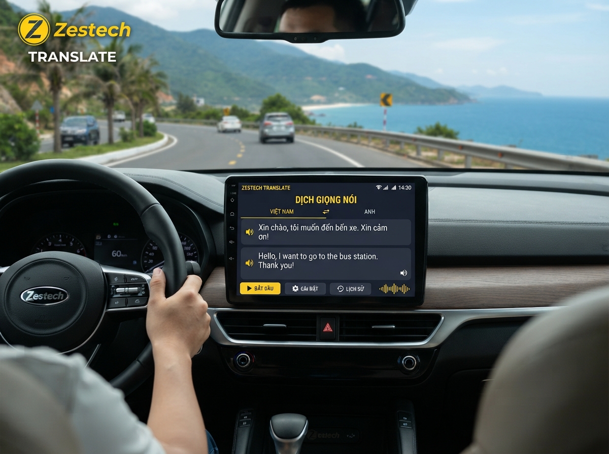 App dịch màn hình Zestech hỗ trợ lái xe