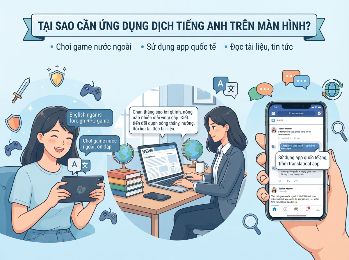 Tại sao cần một app dịch tiếng Anh trên màn hình?
