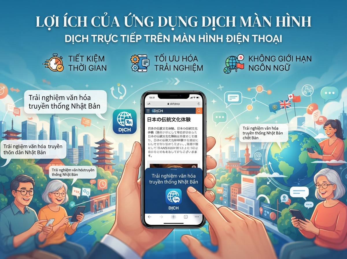 App dịch trên màn hình điện thoại tiện lợi