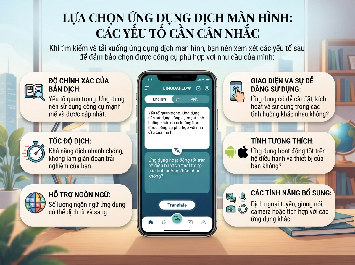 Các tính năng chính của U-Dictionary dịch màn hình