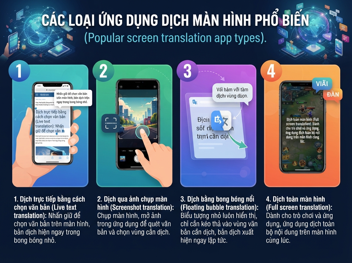 Các ứng dụng dịch màn hình miễn phí phổ biến và hiệu quả