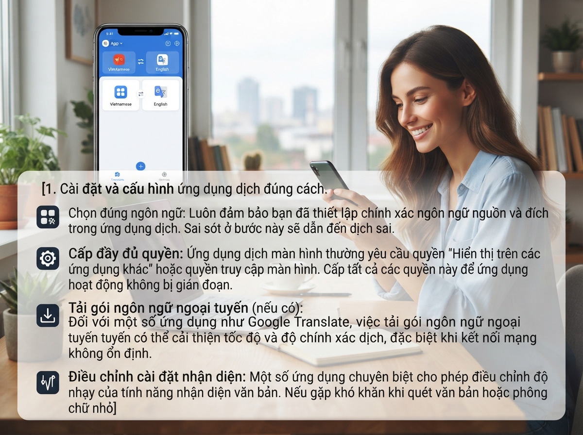 Cài đặt và cấu hình ứng dụng dịch đúng cách