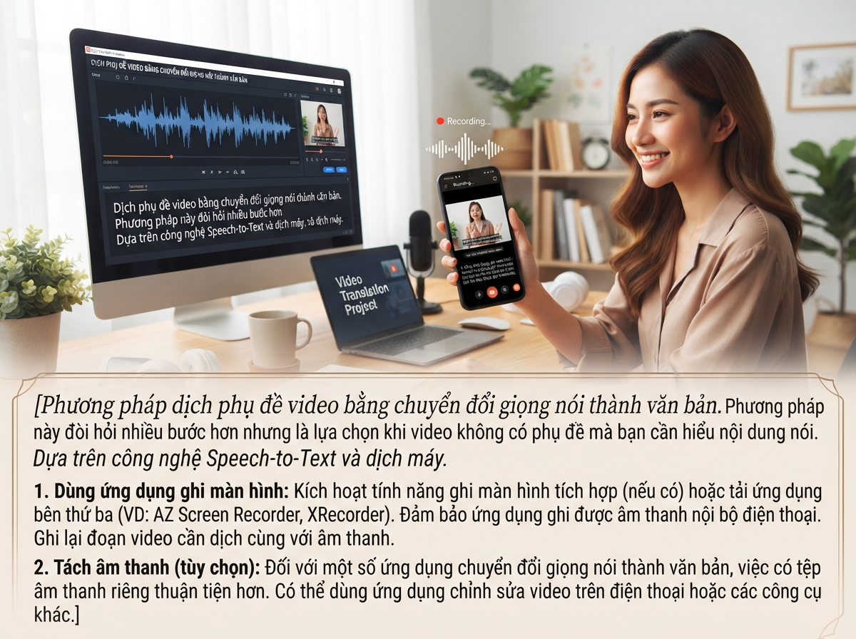 Phương pháp dịch thông qua chuyển đổi giọng nói thành văn bản